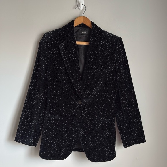 Theory Velvet Cinched Dotted Blazer - Picture 2 of 13